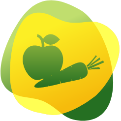 Ikona ar ābolu un burkānu, lai ilustrētu uzturu ar zemu nātrija saturu